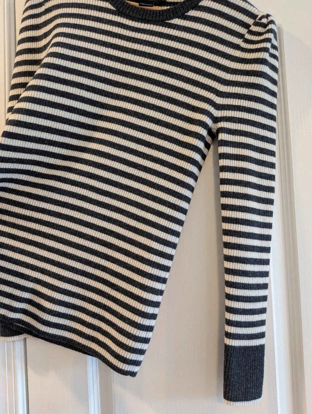 Hatch Giada Merino Wool Sweater Striped Black White Rib Knit Maternity Size 3/L